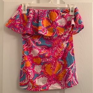 Lilly Pulitzer Wiley Ruffle Tube Top Small